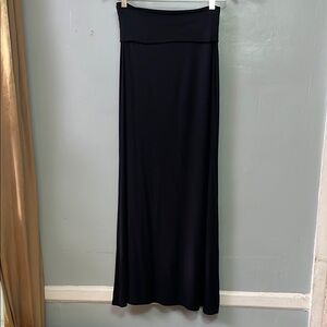 Solid Black Maxi Skirt for Night Out